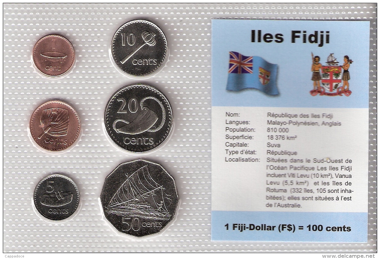 FIDJI      BLISTER   6 PIECES   1992 - 95 - 96 - 97 - 98 - 99      UNC - Fidji