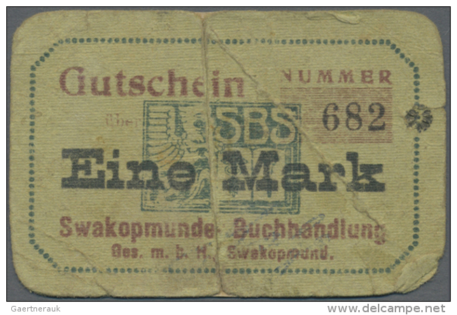 Deutsch-S&uuml;dwestafrika, Swakopmunder Buchhandlung 1 Mark O.D.(1916-18), Ro.956f, Stark Gebrauchte Erhaltung,... - Other & Unclassified