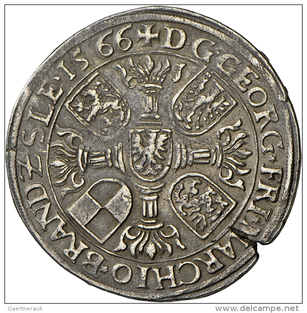 Brandenburg-Bayreuth, Georg Friedrich, Der &Auml;ltere 1556-1603: 1/2 Guldentaler (30 Kreuzer) 1566, Schwabach, Mit... - Other & Unclassified