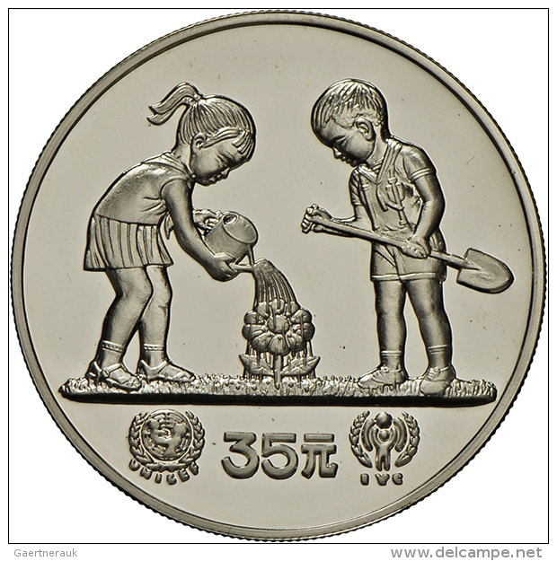 JAHR Des KINDES 35 Yuan 1979 In PP, Dazu Dollar 1921, Und 5 Silberpandas Je 10 Yuan 1990 "P", 1991, 1992, 2002 Und... - China