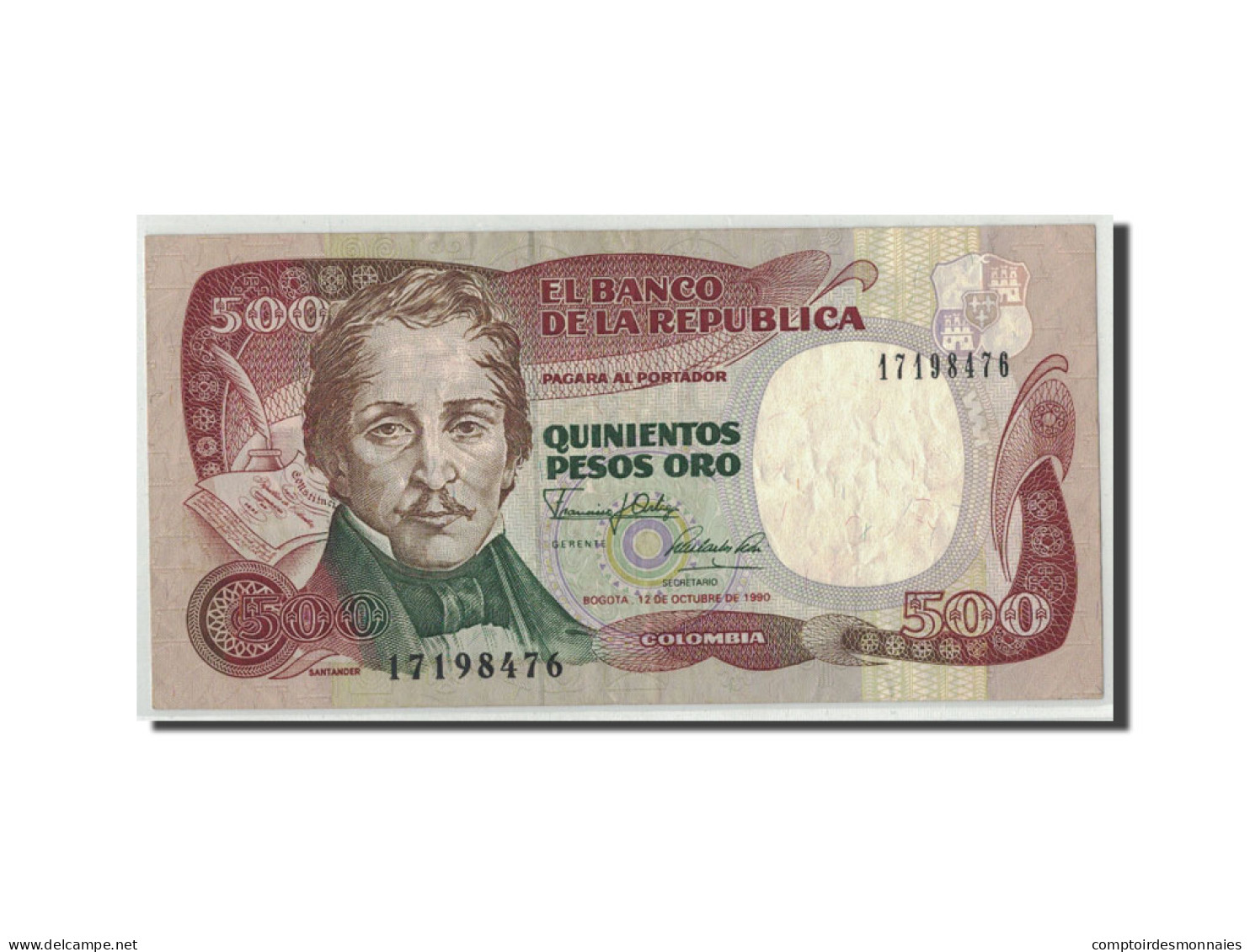 Billet, Colombie, 500 Pesos Oro, 1987, 1987-10-12, KM:431, TB - Colombia