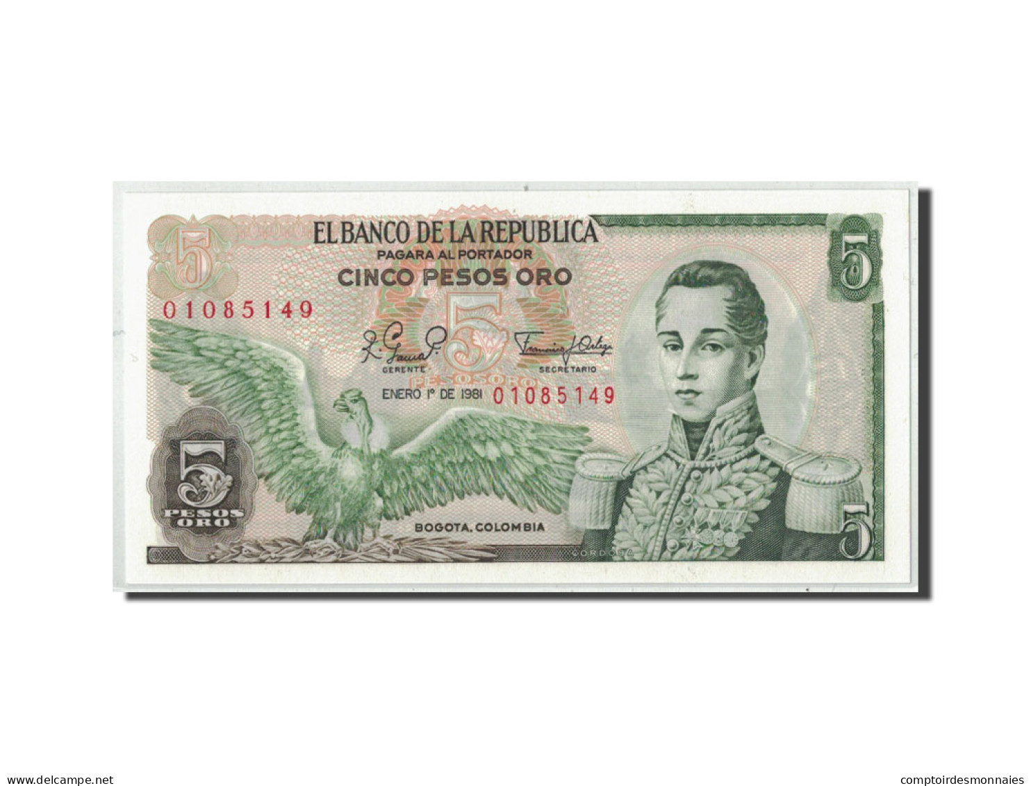 Billet, Colombie, 5 Pesos Oro, 1981, 1981-01-01, KM:406f, NEUF - Colombia