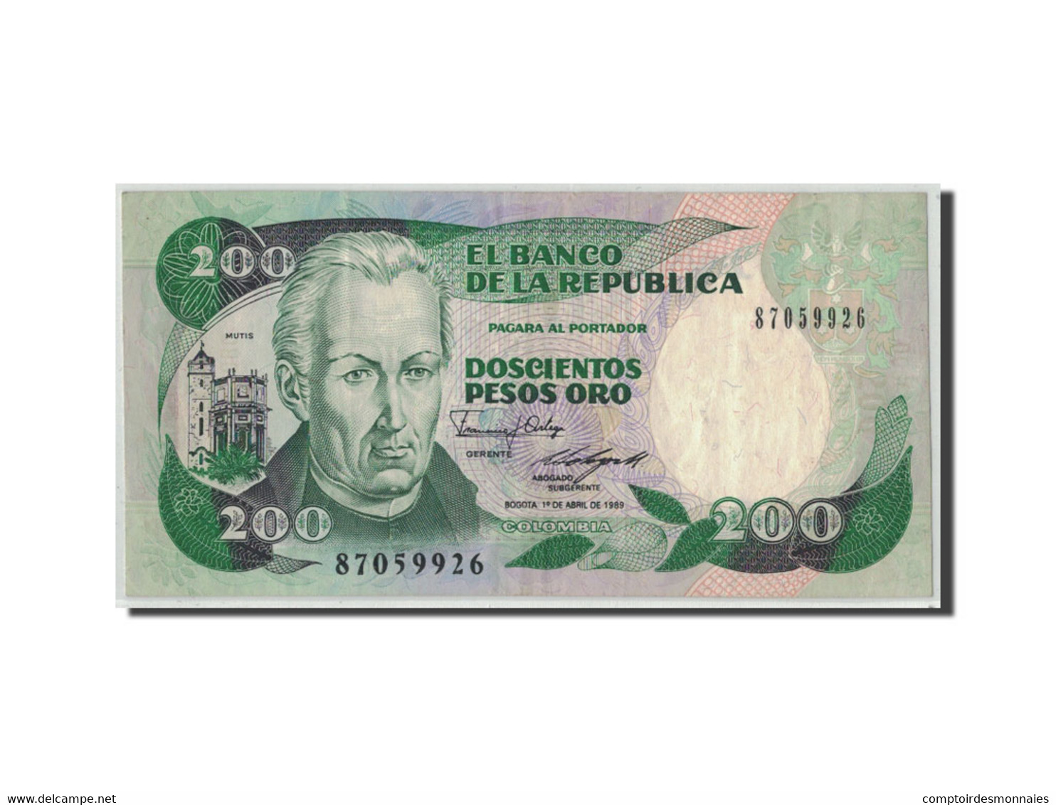 Billet, Colombie, 200 Pesos Oro, 1989, 1989-04-01, KM:429d, TB - Colombie