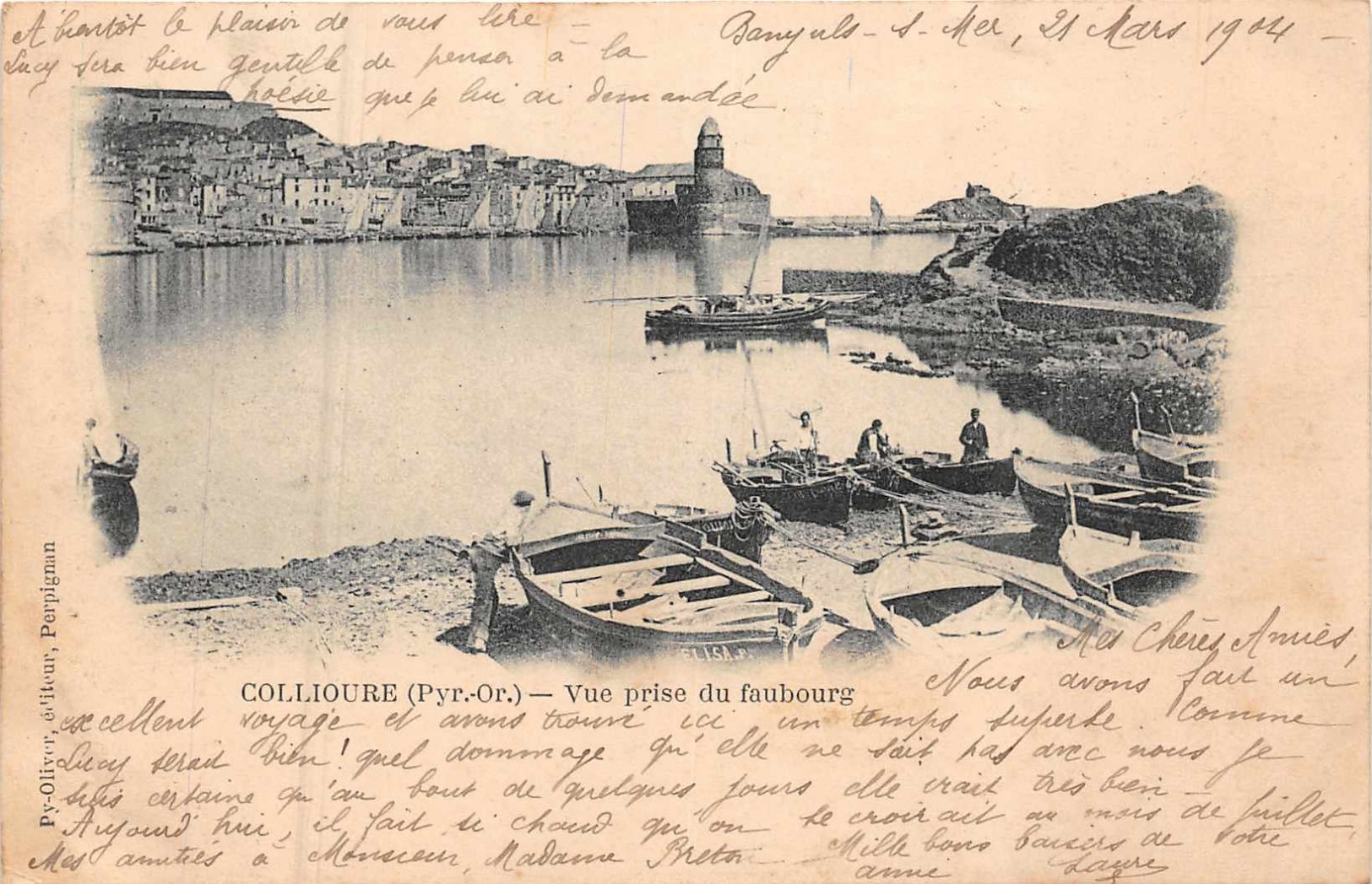 COLLIOURE  -  Vue Prise Du Faubourg Tout Debut 1900 - Collioure