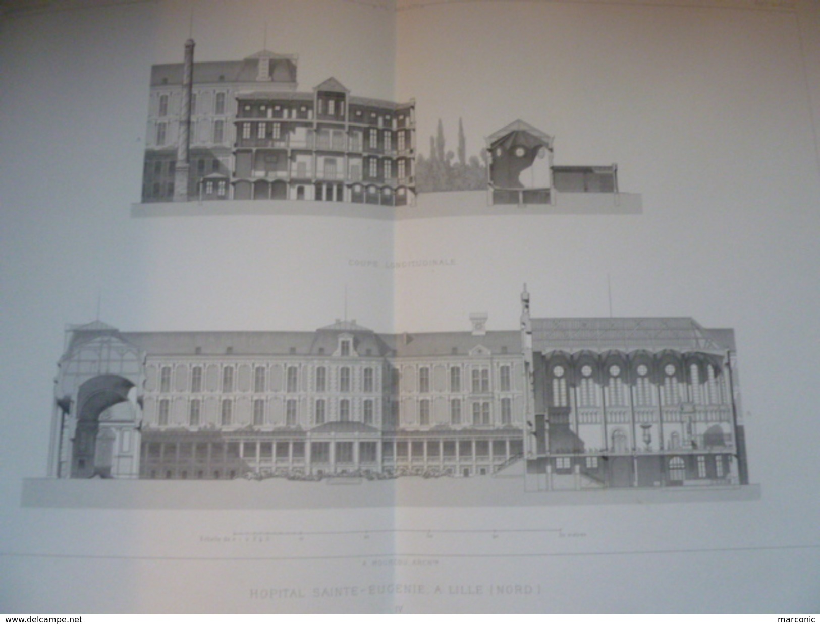 PLANS HÔPITAL STE EUGENIE à LILLE Par Auguste MOURCOU 1876 - Architektur