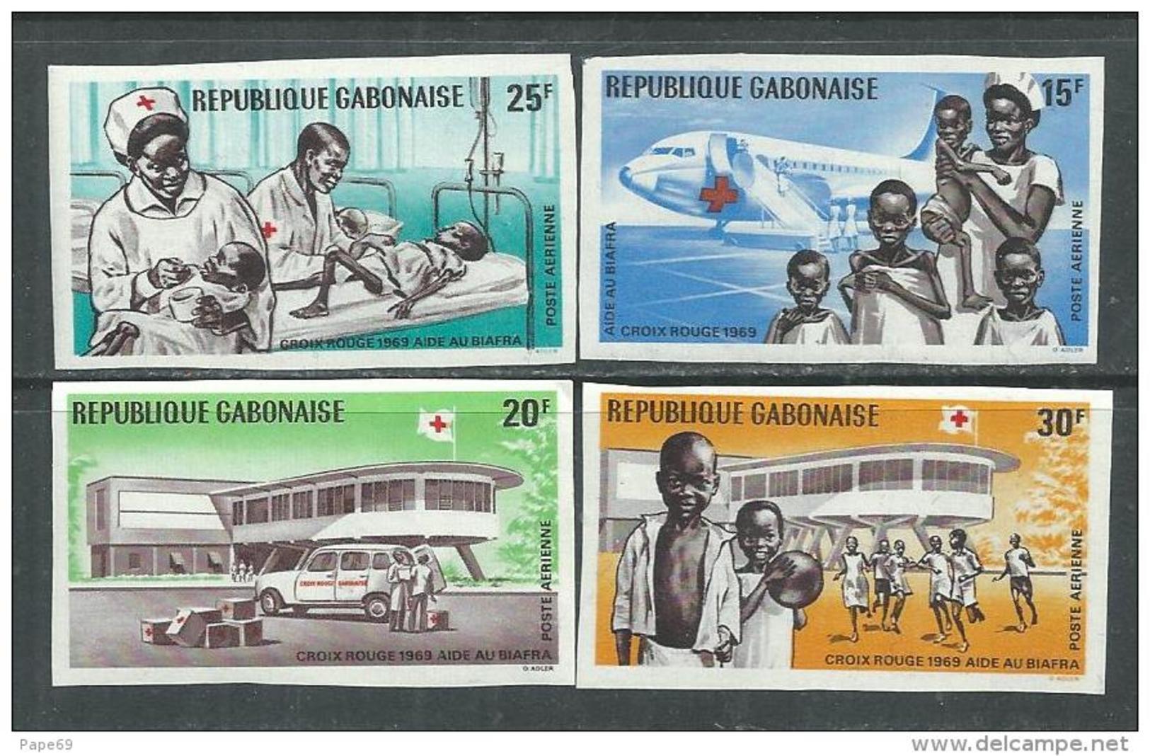 Gabon PA N° 88 / 91 Nd XX  Intervention De La Croix-Rouge Au Biafra, Les 4 Valeurs Non Dentelées, Sans Charnière, TB - Gabon (1960-...)