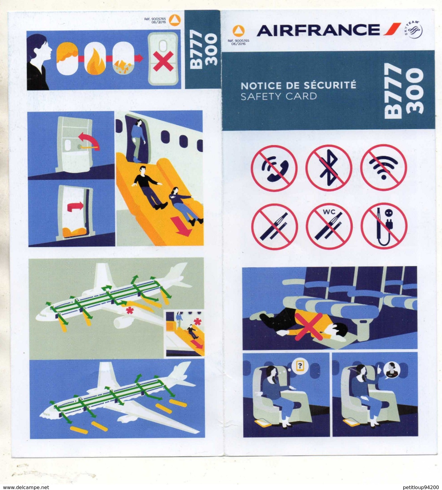 CONSIGNES DE SECURITE / SAFETY CARD  *Boeing B777 300 AIR FRANCE - Consignes De Sécurité