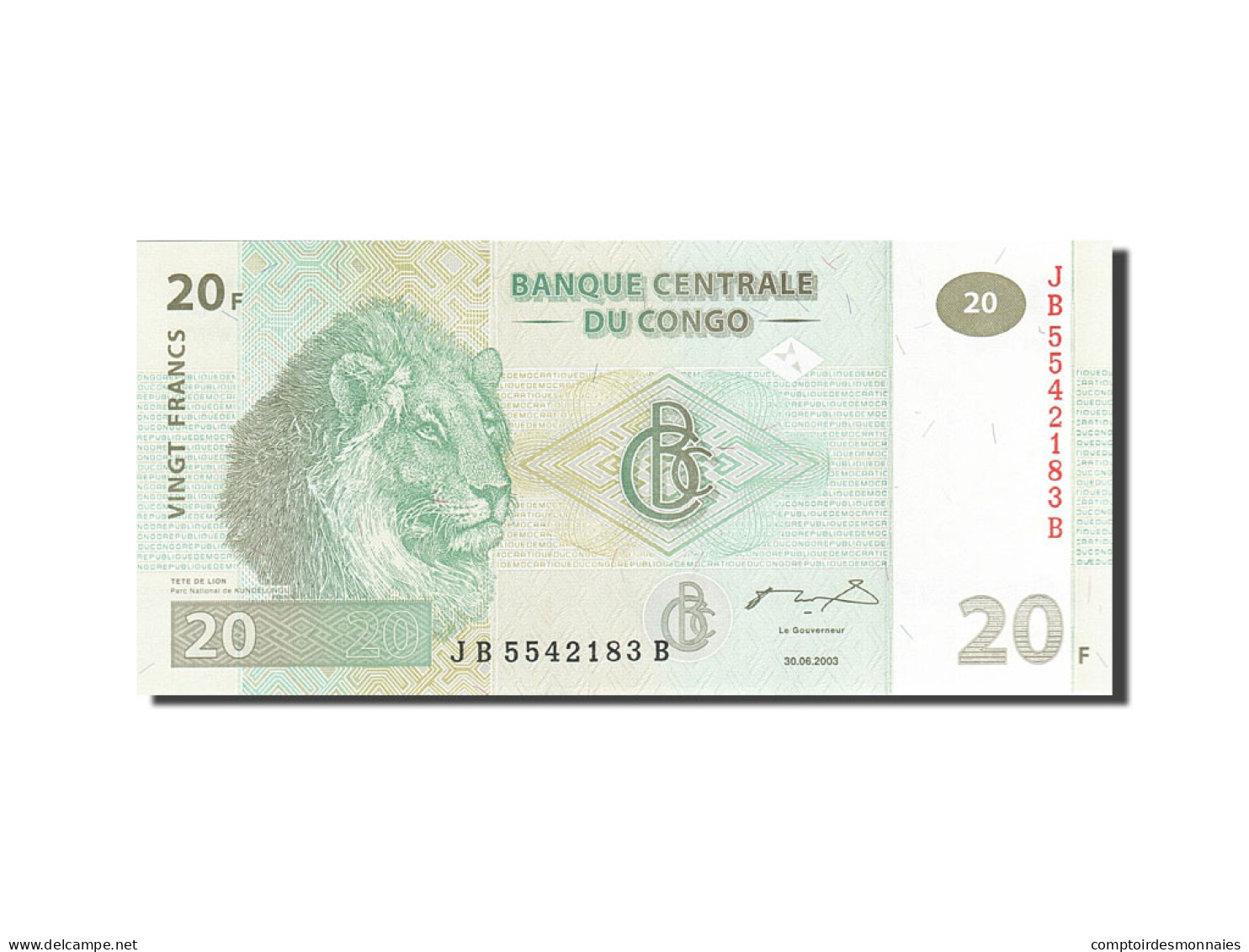 Billet, Congo Democratic Republic, 20 Francs, 2003, 2003-06-30, KM:94a, NEUF - République Démocratique Du Congo & Zaïre