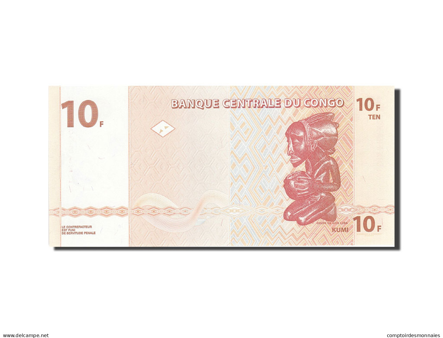 Billet, Congo Democratic Republic, 10 Francs, 2003, 2003-06-30, KM:93a, NEUF - República Democrática Del Congo & Zaire