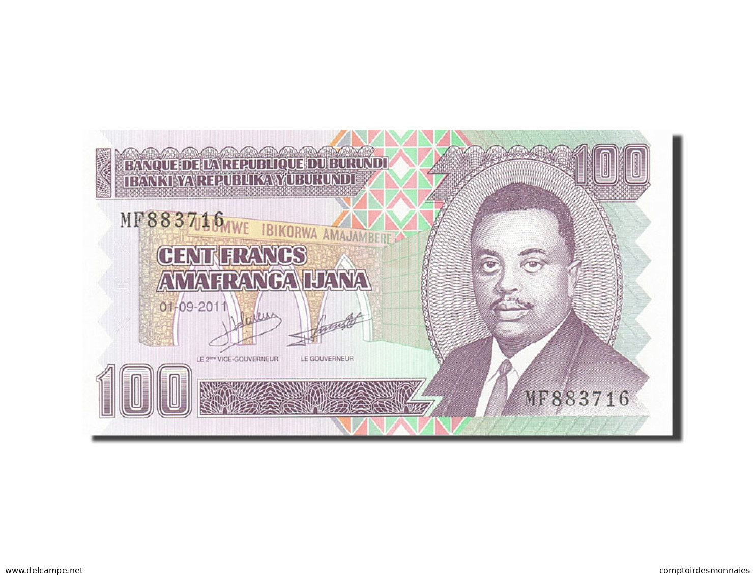 Billet, Burundi, 100 Francs, 2008, 2011-09-01, KM:44b, NEUF - Burundi