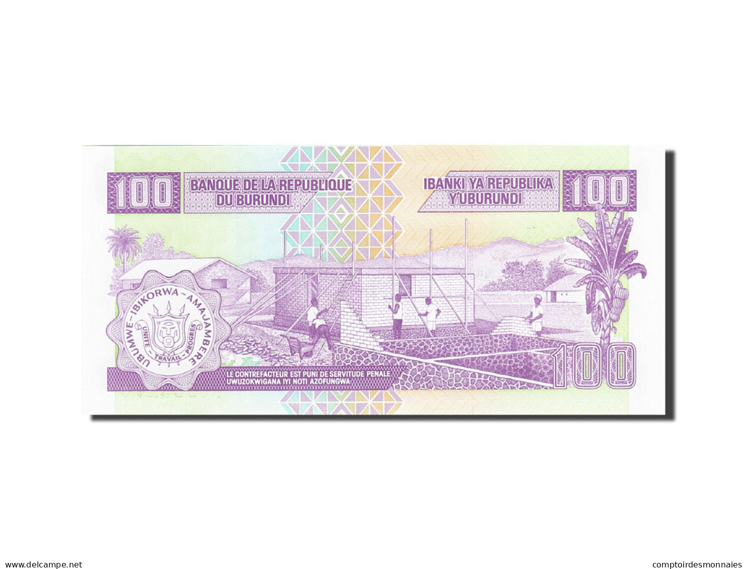 Billet, Burundi, 100 Francs, 1993-1997, 2006-05-01, KM:37e, NEUF - Burundi