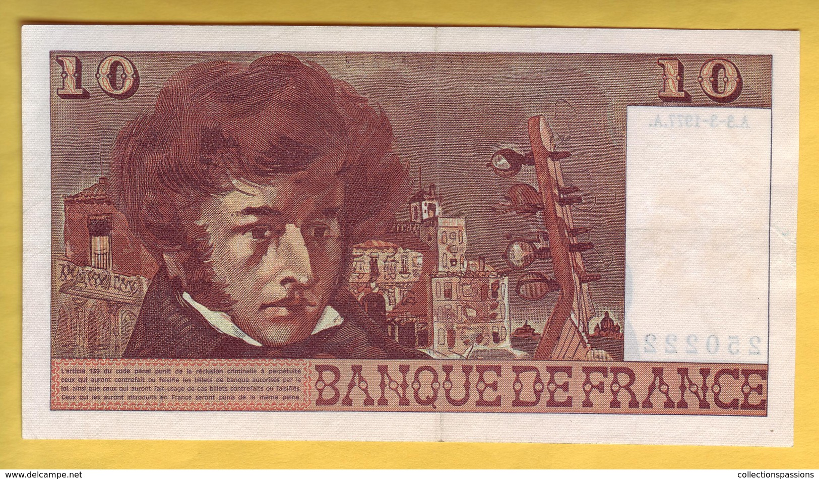 BILLET FRANCAIS - 10 Francs Berlioz 3-3-1977 SUP - 10 F 1972-1978 ''Berlioz''