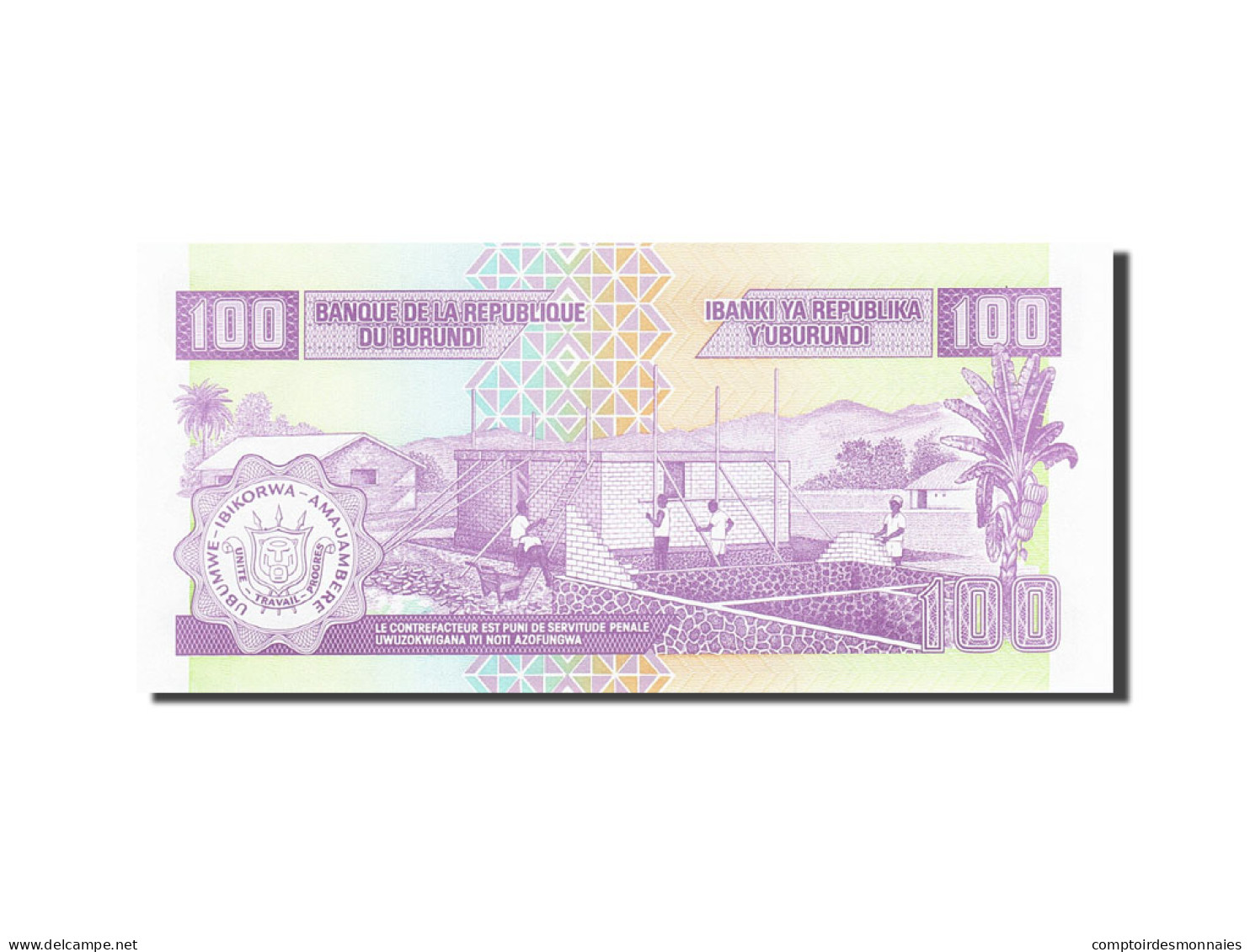 Billet, Burundi, 100 Francs, 1993-1997, 2004-05-01, KM:37D, NEUF - Burundi