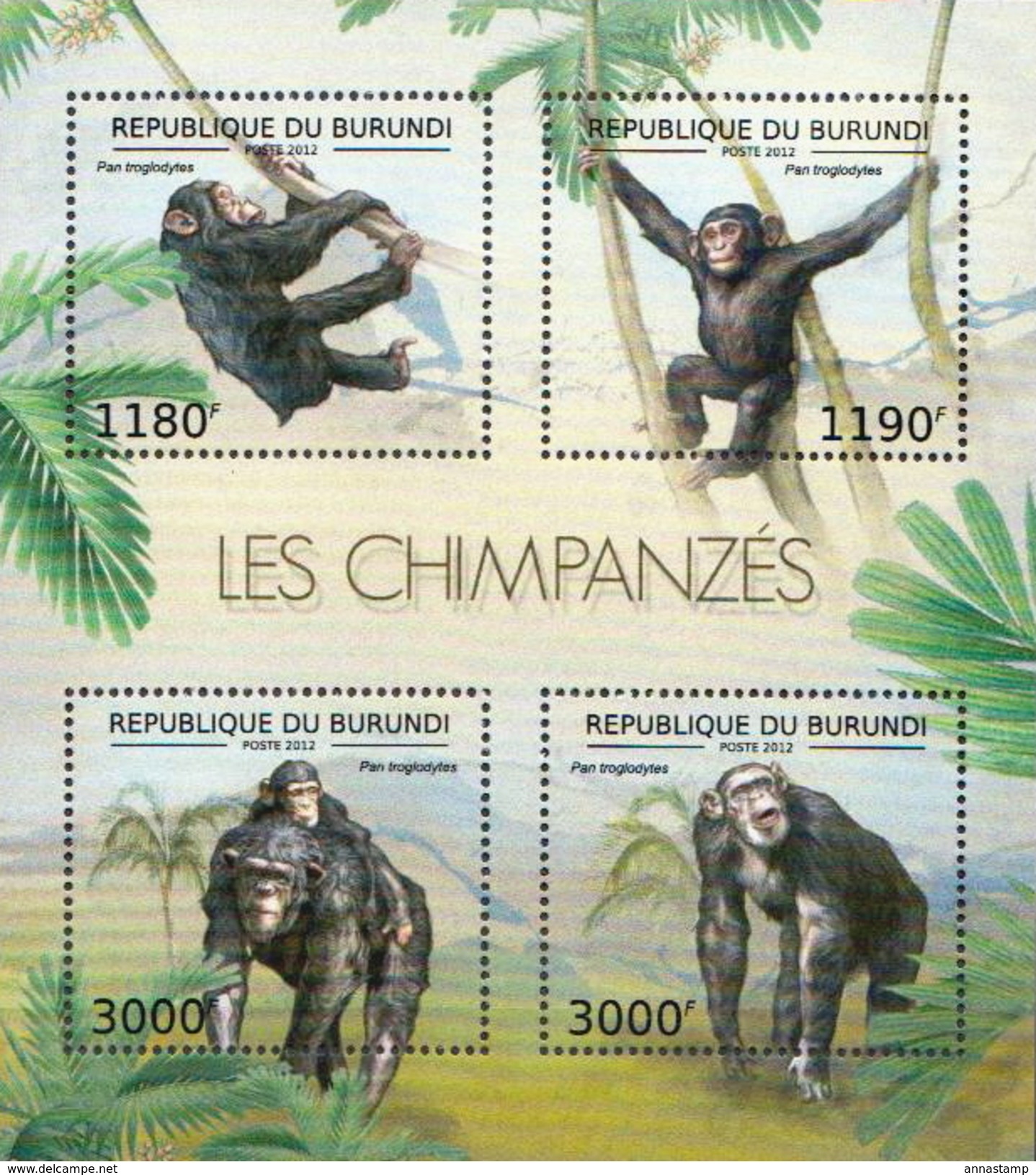 Burundi MNH Chimpanzees Sheetlet And SS - Chimpancés