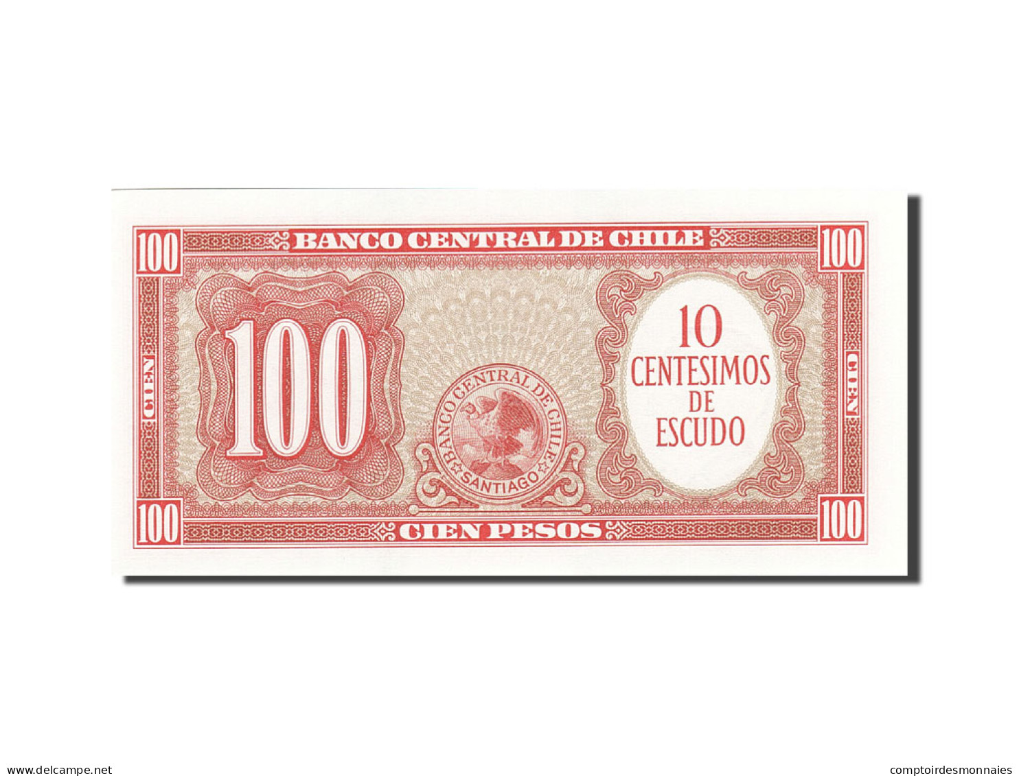 Billet, Chile, 10 Centesimos On 100 Pesos, 1960, Undated (1960-1961), KM:127a - Chili