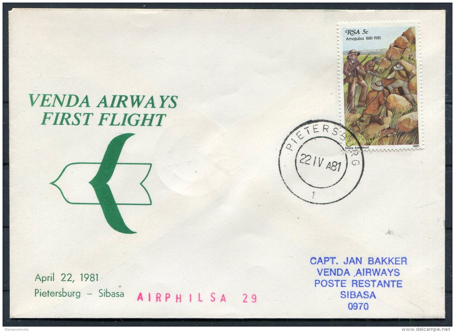 1981 South Africa / Venda Airways 2 X First Flight Covers. Pietersburg / Sibasa - Posta Aerea