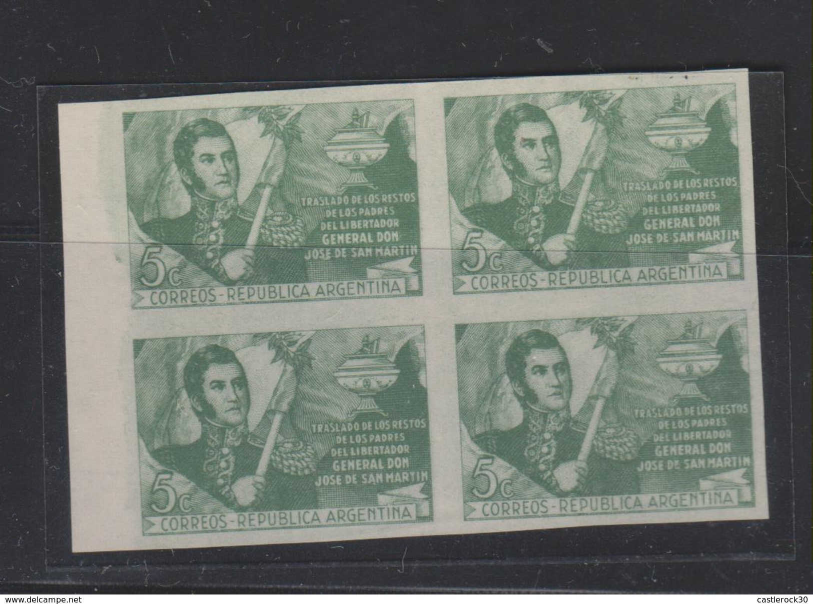 E)1947 ARGENTINA, GENERAL JOSE DE SAN  MARTIN, 5 CENT, SCOTT 547 STAMP, A VERY NICE REFERENCE, VERTICAL LINES, TWO MAJOR - Collections, Lots & Séries