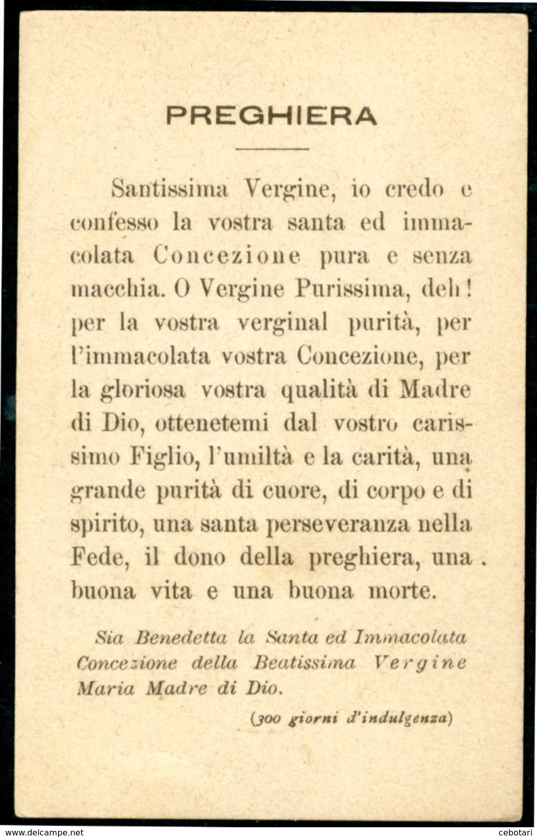 SANTINO - Santissima Vergine Maria Madre Di Dio - Santino Antico Con Preghiera Come Da Scansione. - Devotion Images