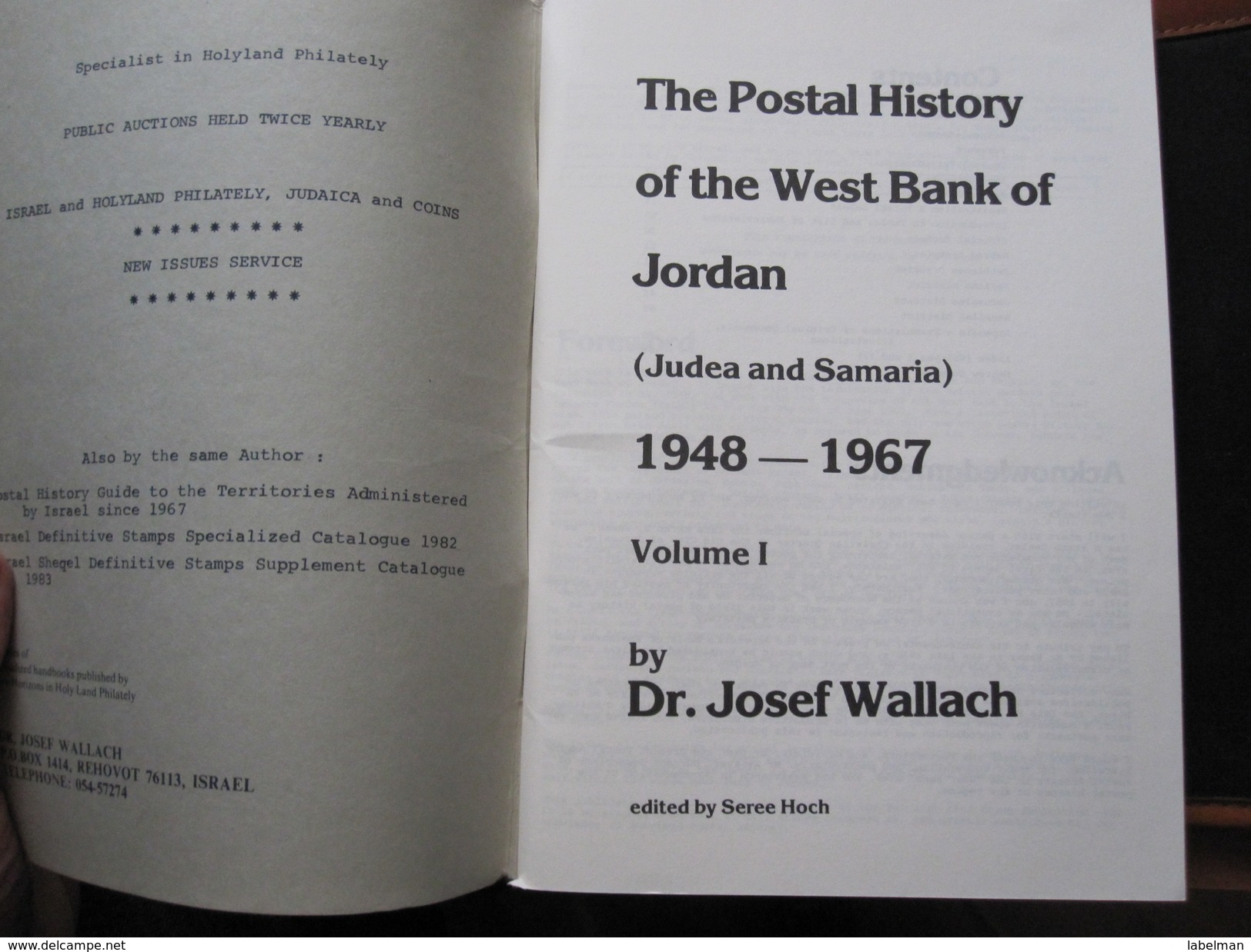 WEST BANK WALLACH HOLYLAND PALESTINE ISRAEL CATALOGUE POSTAL HISTORY CENSOR MARK POST AIR MAIL CACHET PHILATELY - Other & Unclassified