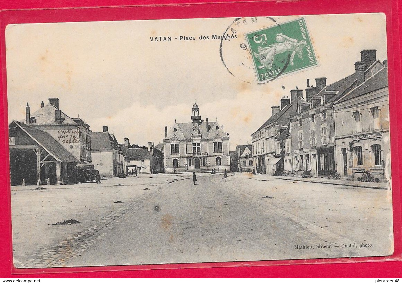 36-Vatan-Place Des Marchés-cpa écrite 1914 - Autres & Non Classés