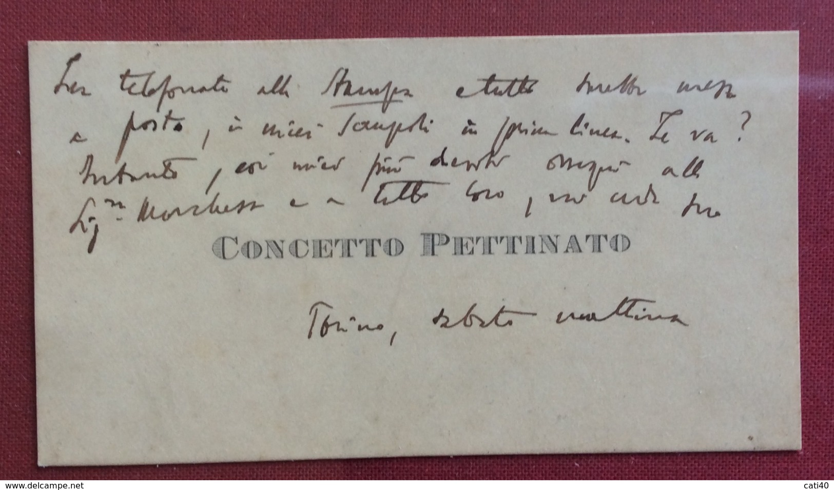 CONCETTO PETTINATO BIGLIETTO DA VISITA  AUTOGRAFO CON RIFERIMENTI AL GIORNALE LA STAMPA TORINO Sabato Mattina.. RR - Autres & Non Classés