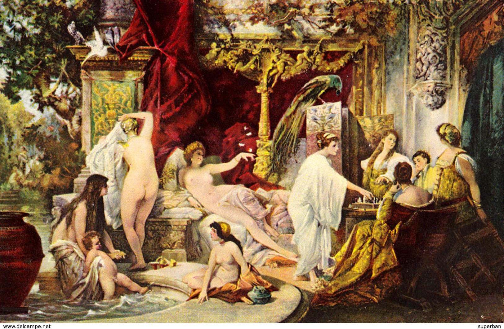 FEMME NUE Et PARTIE D´ ÉCHECS / NAKED WOMAN And CHESS PLAYING [ DER SOMMER By HANS MAKART ] - STENGEL ~ 1910 (v-496) - Echecs
