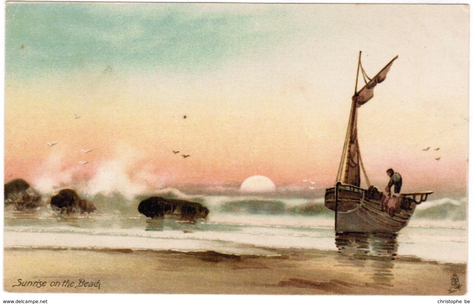 Sunrise On The Beach, Raphael Tuck And Sons "connoisseur"series N° 521 (pk32477) - Pêche