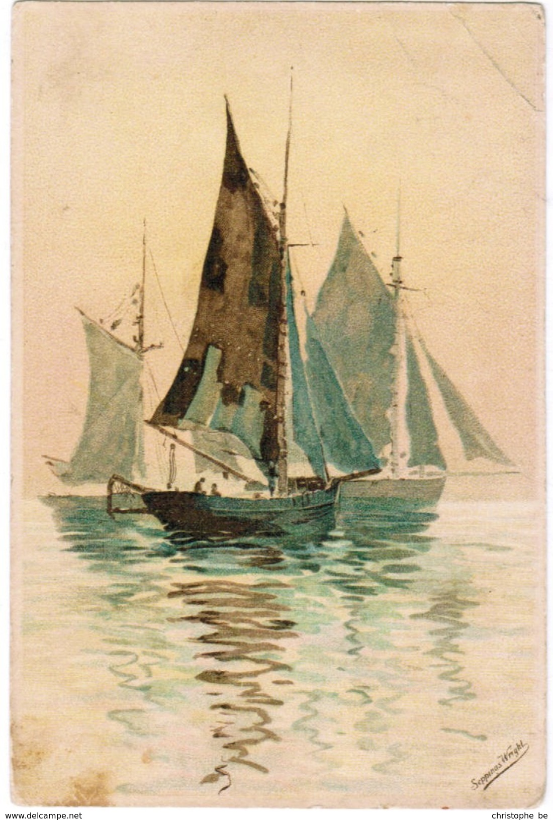 Old Postcard, Sailing / Fisging Boats, By Sepping Wright (pk32478) - Pêche