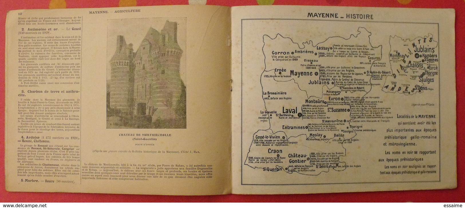 petite géographie de la mayenne. Laval Chateau-Gontier. Julien Hay. 1930. cartes