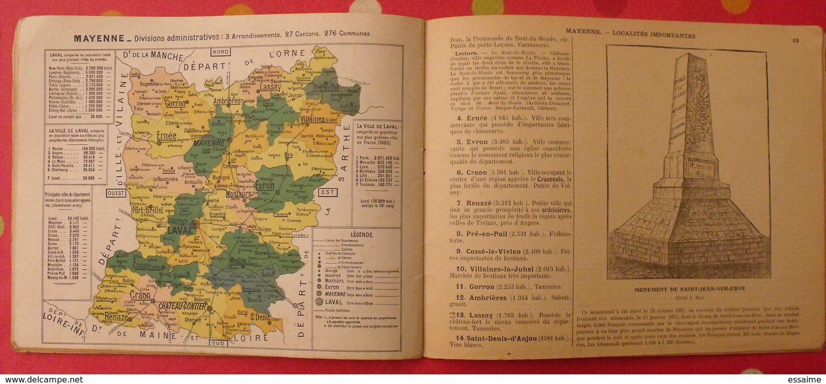 petite géographie de la mayenne. Laval Chateau-Gontier. Julien Hay. 1930. cartes