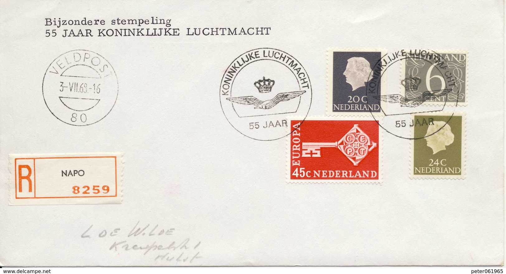 Veldpost - 55 Jaar K. Luchtmacht (1968) - Met Adres En NAPO Aantekenstrookje / Open Klep - Covers & Documents