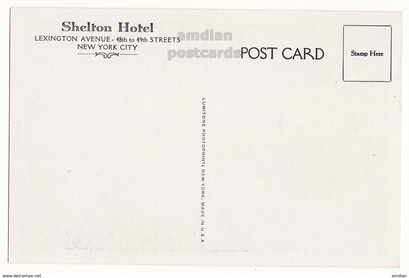 New York City NY, SHELTON HOTEL BUILDING C1930s Vintage Postcard  [7018] - Bares, Hoteles Y Restaurantes