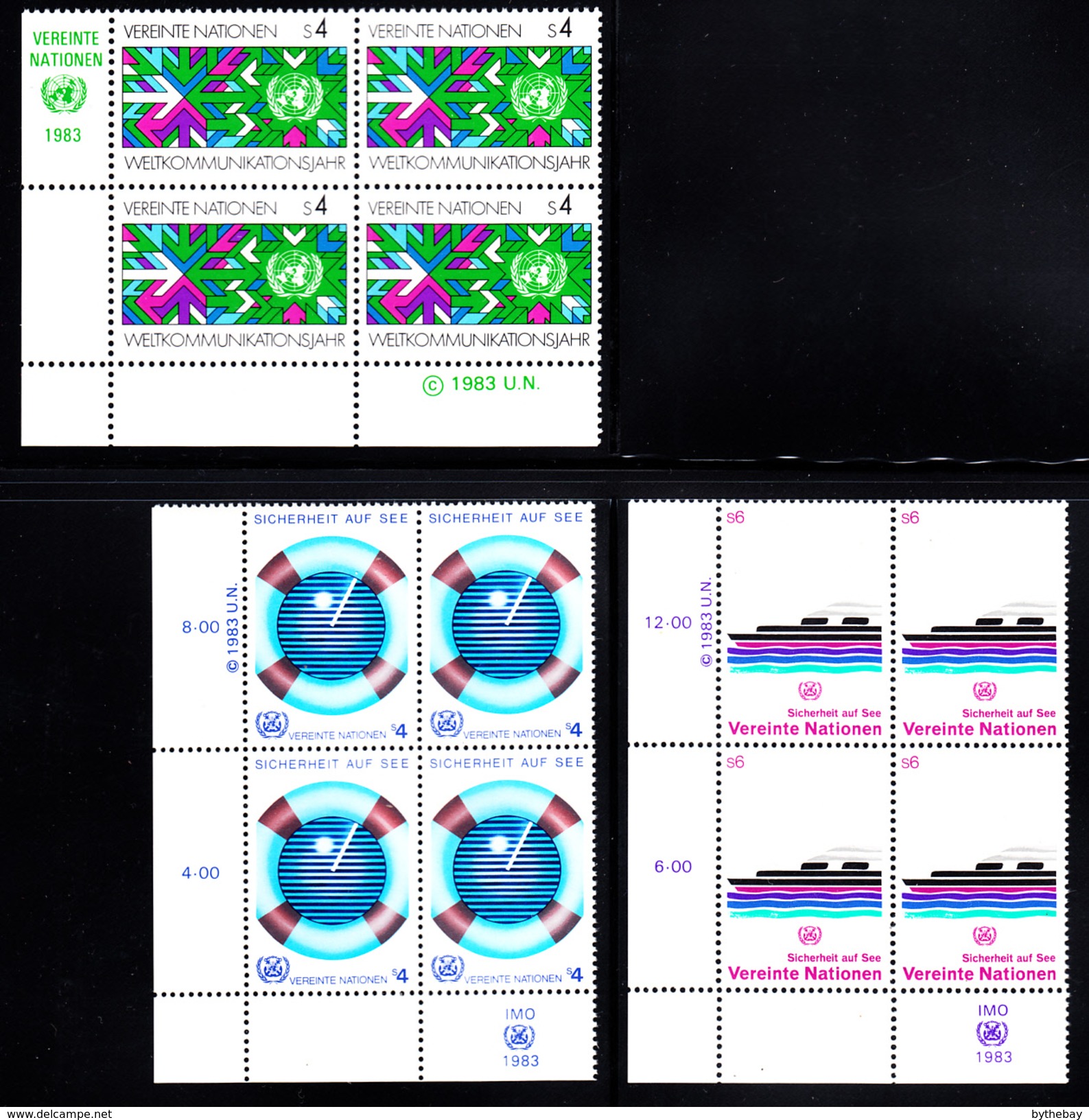 United Nations Vienna MNH 1983 Scott #30-#38 Complete Year In Corner Blocks - Nuovi