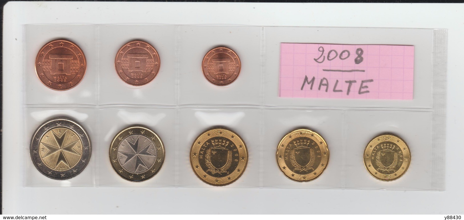 2008 - MALTE - Série Des 8 Pièces Euro. - Provenance De Rouleaux -  Voir Les 2 Scannes. - Malte