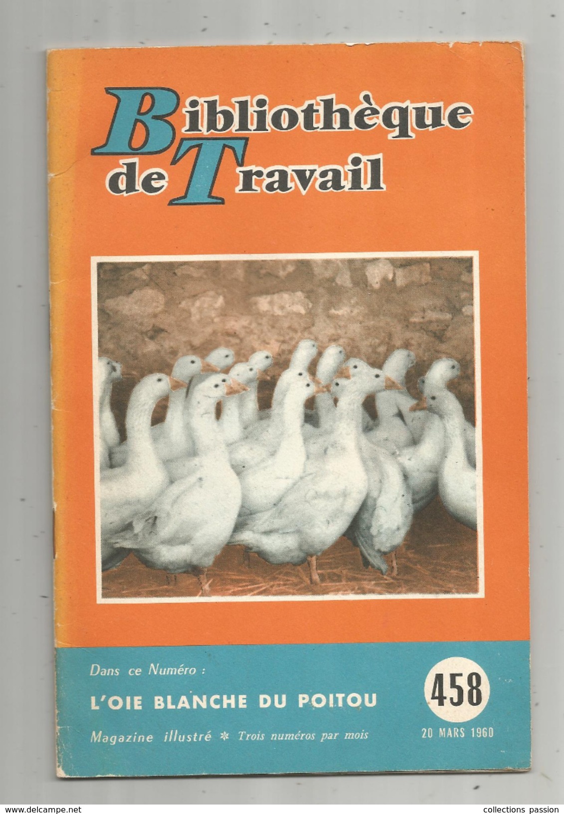 Régionalisme , Agriculture , L'OIE BLANCHE DU POITOU , Bibliothéque De Travail ,n° 458 , 1960 , Frais Fr : 2.70&euro; - Poitou-Charentes