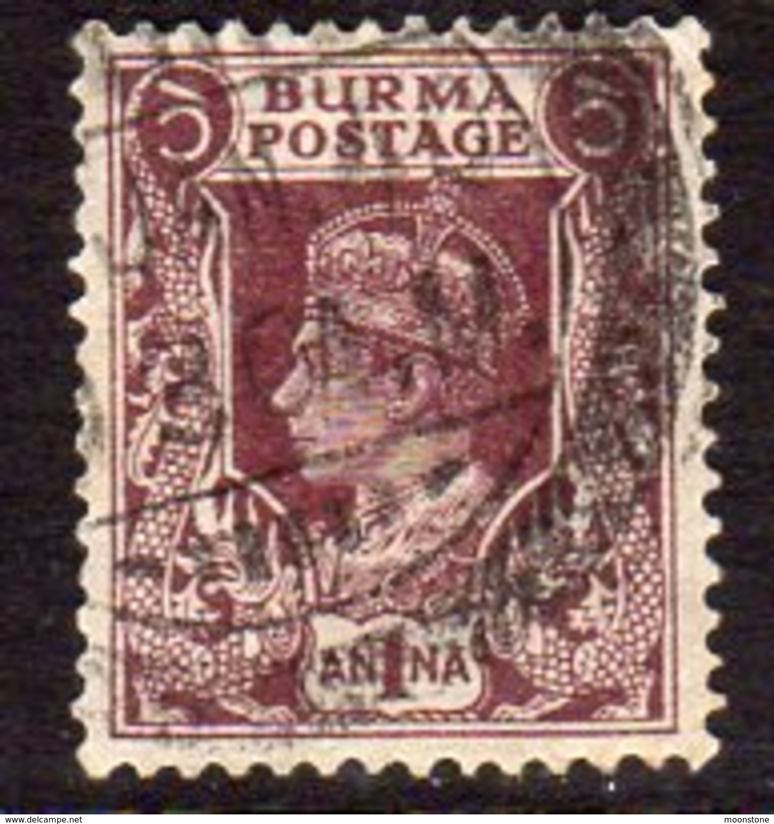 Burma GVI 1938-40 1a. Purple-brown, Used, SG 22 (D) - Burma (...-1947)