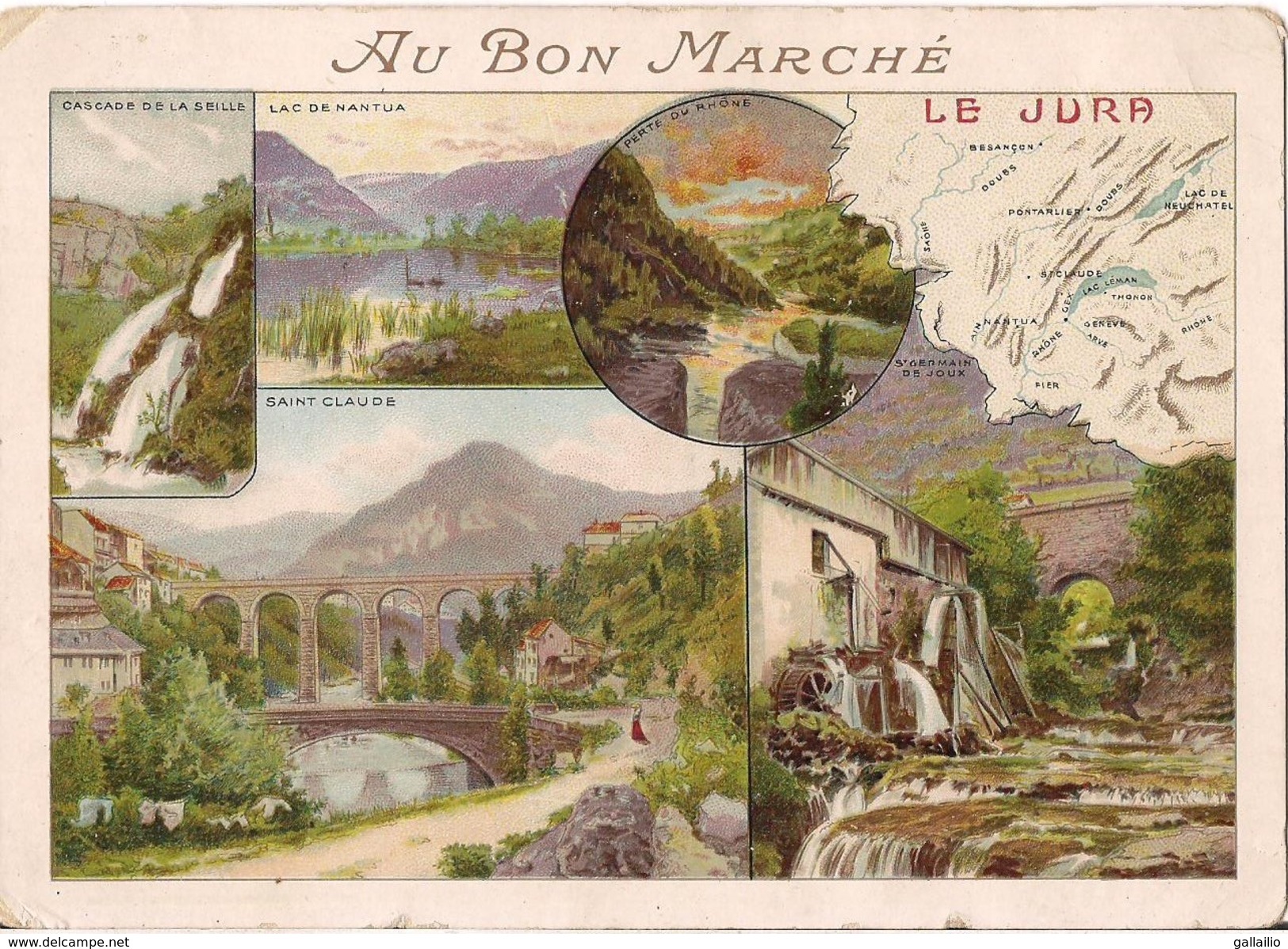 CHROMO GRAND FORMAT MAGASIN AU BON MARCHE LE JURA LITHO BARRET - Au Bon Marché