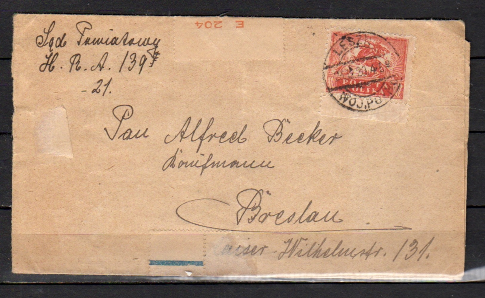 STRAFBEFEHL 1920 LESZNIE > Breslau (64) - Briefe U. Dokumente
