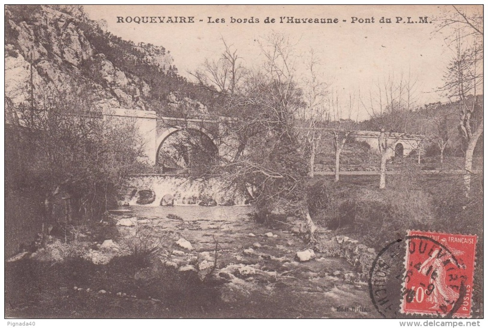 Cp , 19 , ROQUEVAIRE , Les Bords De L'Huveaume , Pont Du P.L.M. - Other & Unclassified