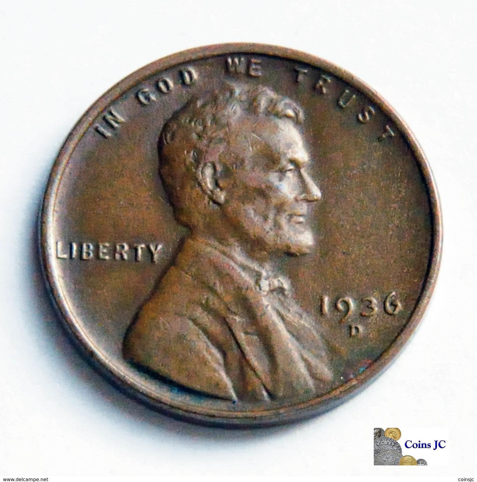 US - 1 Cent - Lincoln - 1936D - 1909-1958: Lincoln, Wheat Ears Reverse