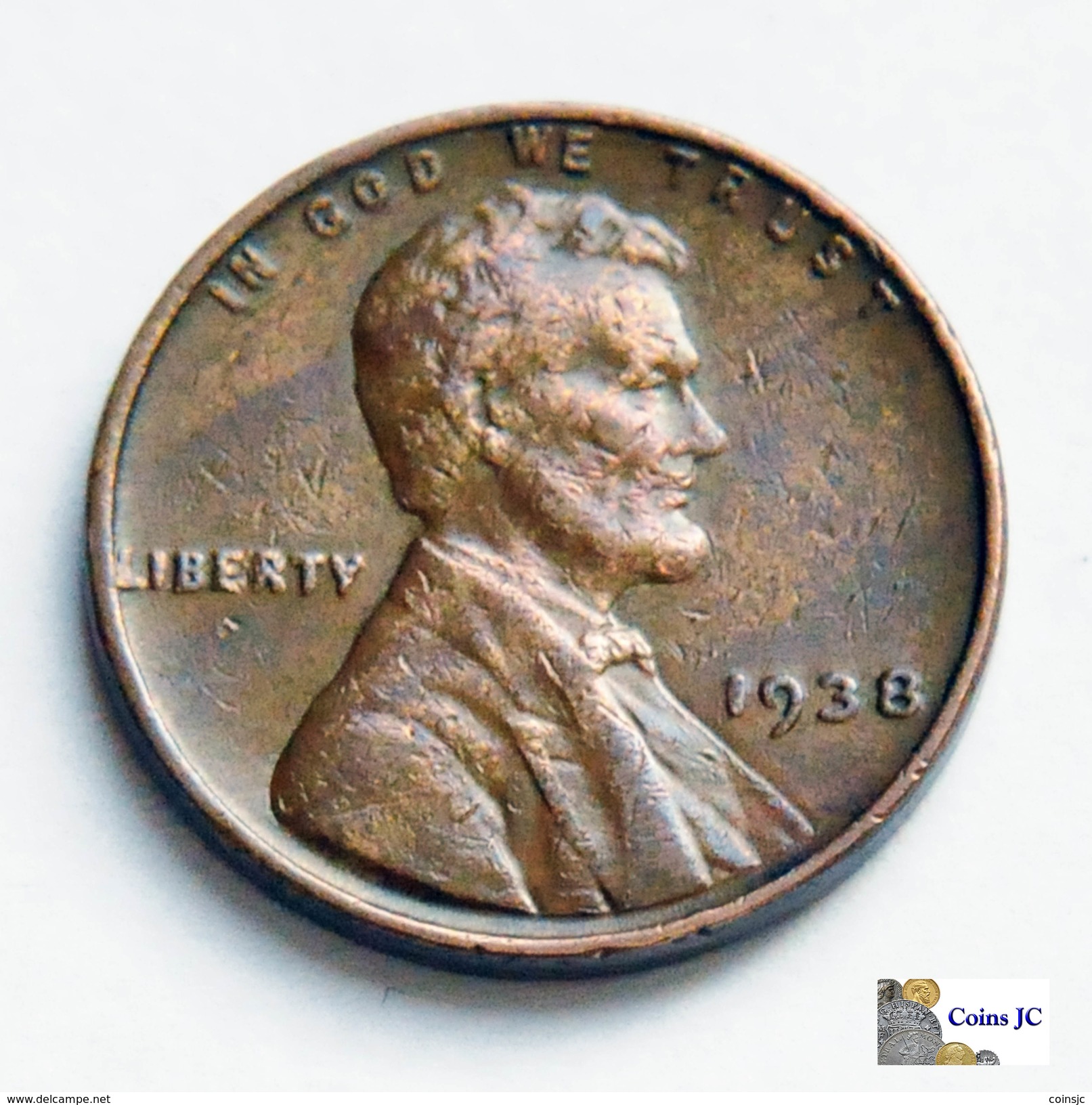 US - 1 Cent - Lincoln - 1938 - 1909-1958: Lincoln, Wheat Ears Reverse