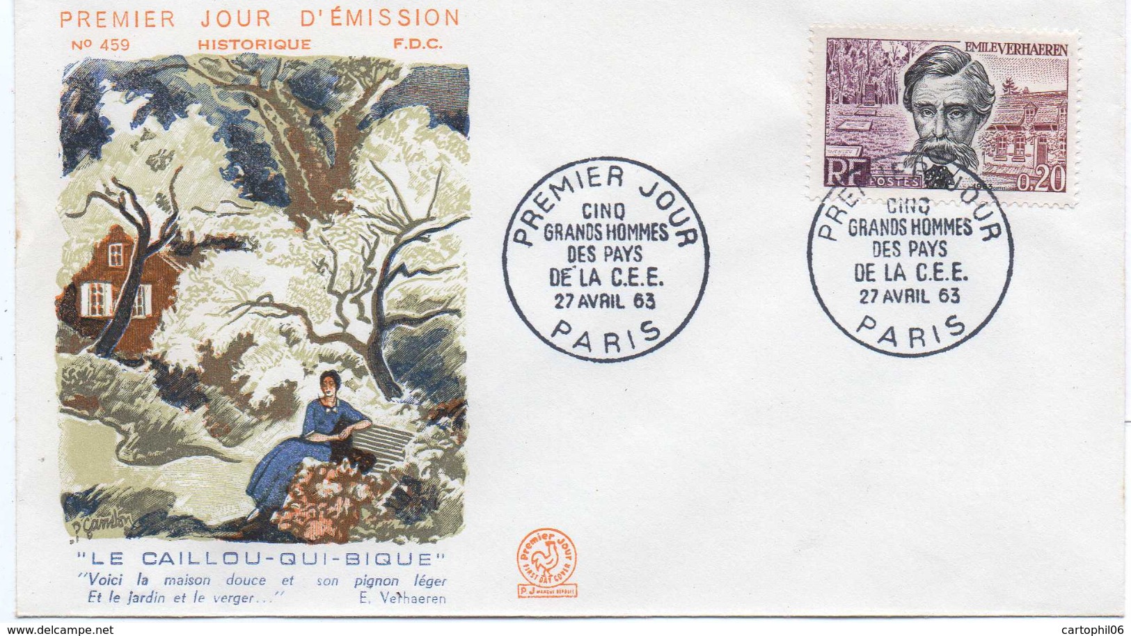 - FRANCE - FDC PARIS 27.4.1963 - EMILE VERHAEREN - LE CAILLOU-QUI-BIQUE - - Autres & Non Classés