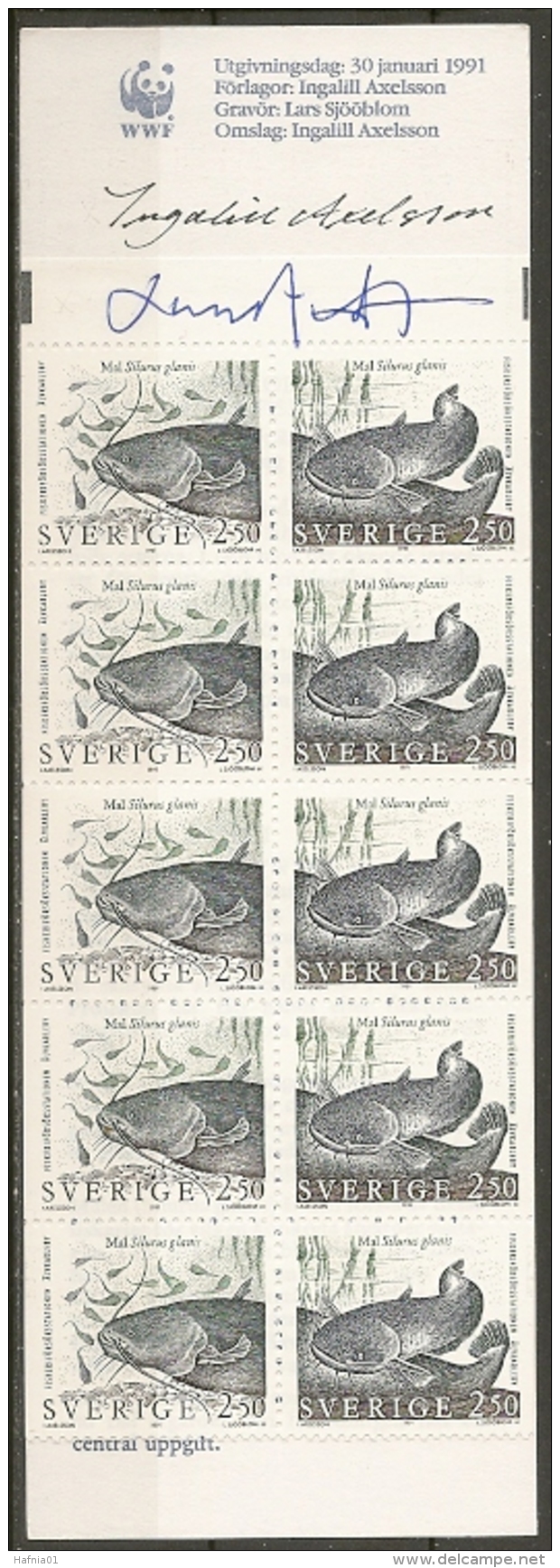 Sweden 1991. Fish.  Booklet.  Michel MH 157 MNH.  Signed. - 1981-..