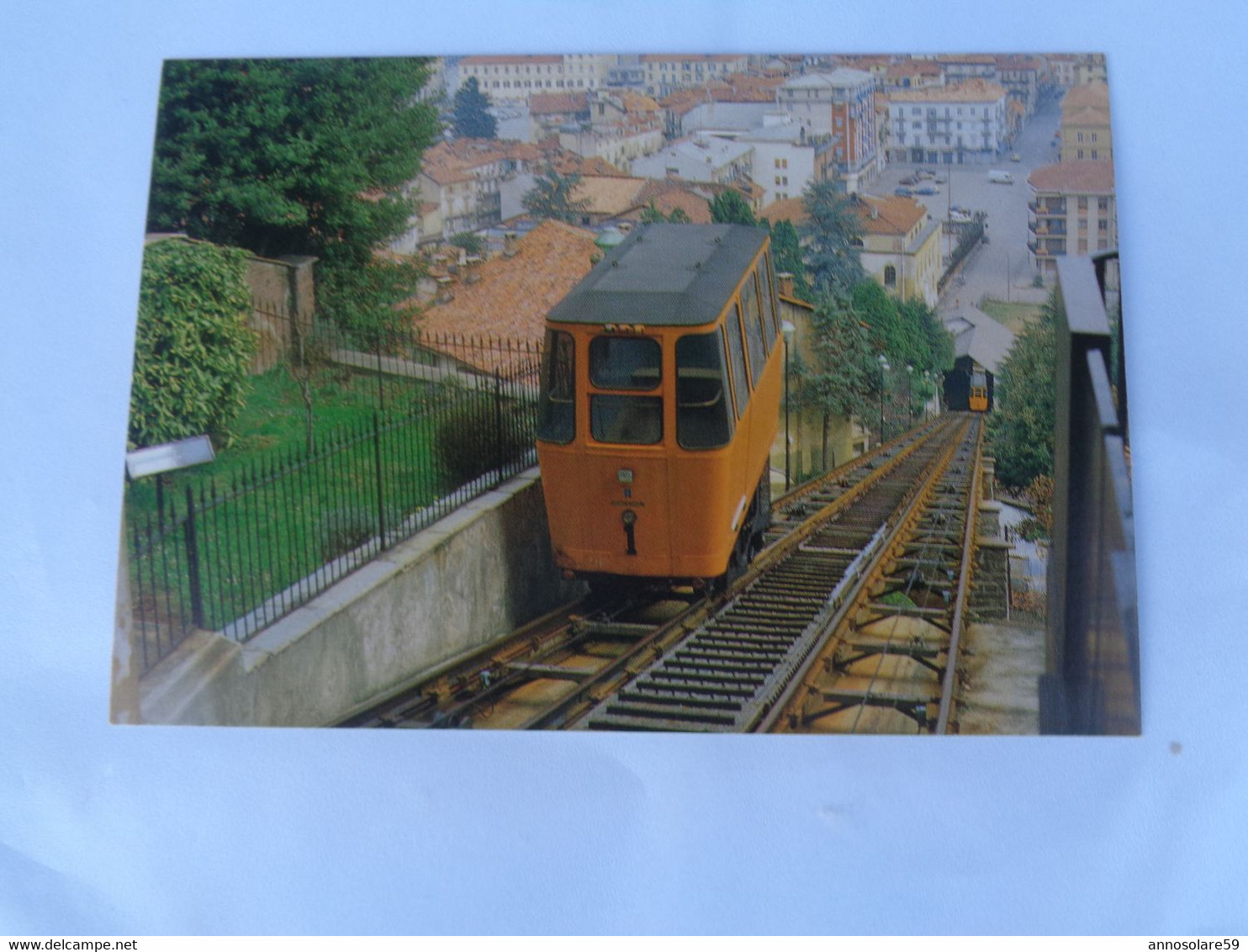 CARTOLINA: FUNICOLARE DI BIELLA, VEDUTA DALL'ALTO, STAZIONE DI PIAZZO - F/G - COLORI - NON VIAGGIATA - Funicolari