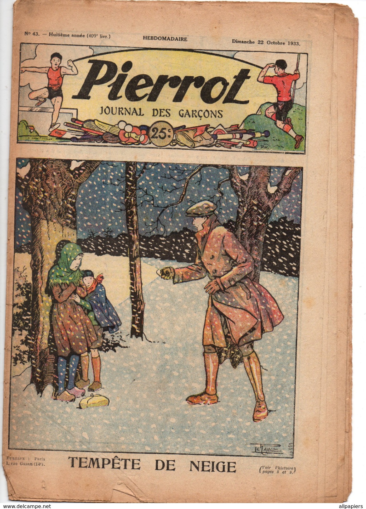 Pierrot Journal Des Garçons N°43 Tempête De Neige - Parlons D'aviation Les Raids Transatlantiques De 1933 - Pierrot