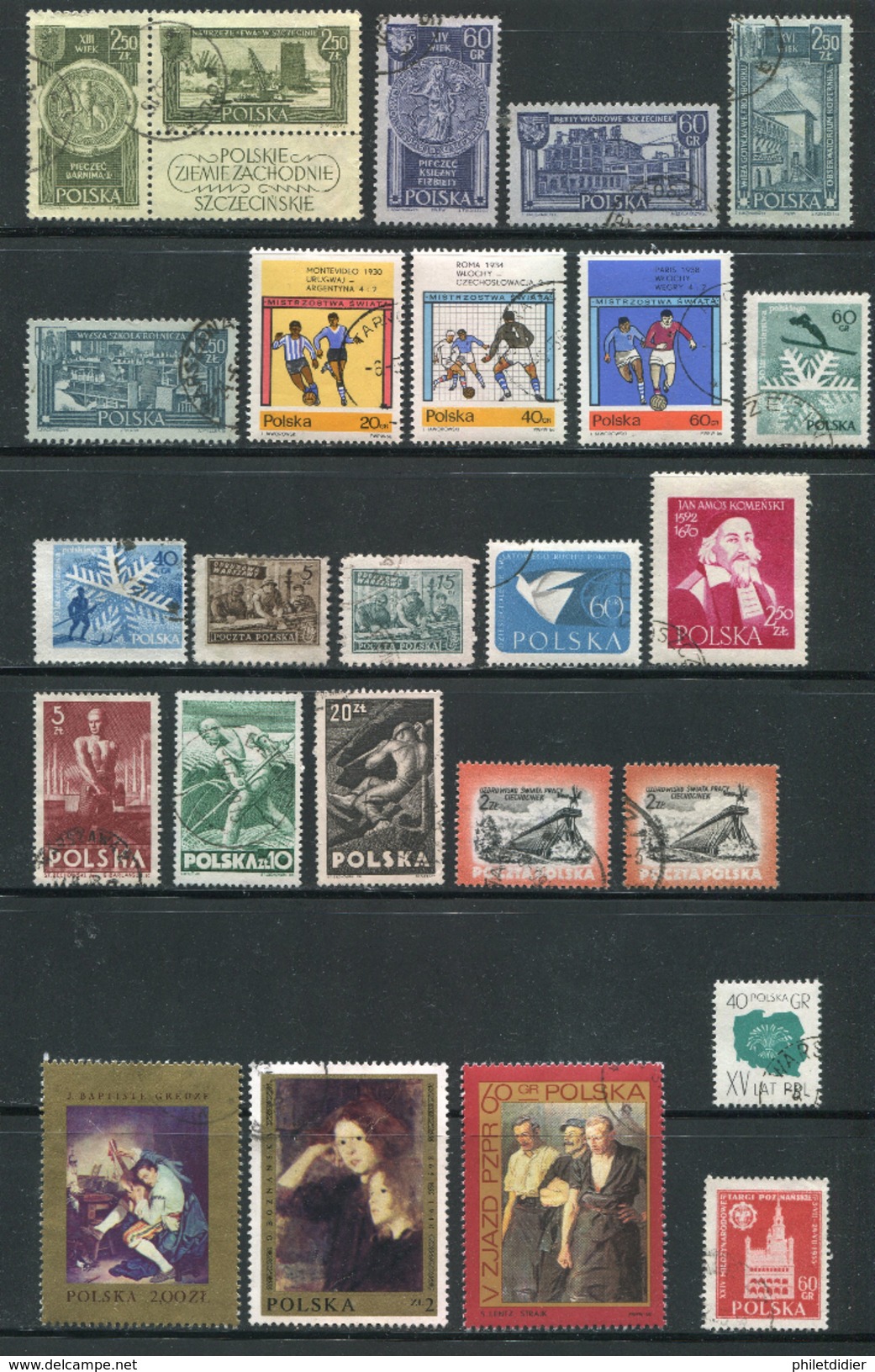 Pologne Lot De Divers Timbres Oblitérés - Collections