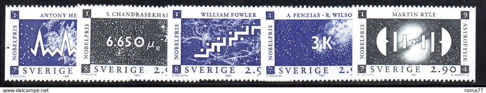 XP2113 - SVEZIA 1987, N. 1439/1443  Sciolti  ** MNH . NOBEL ASTROFISICA - Ungebraucht