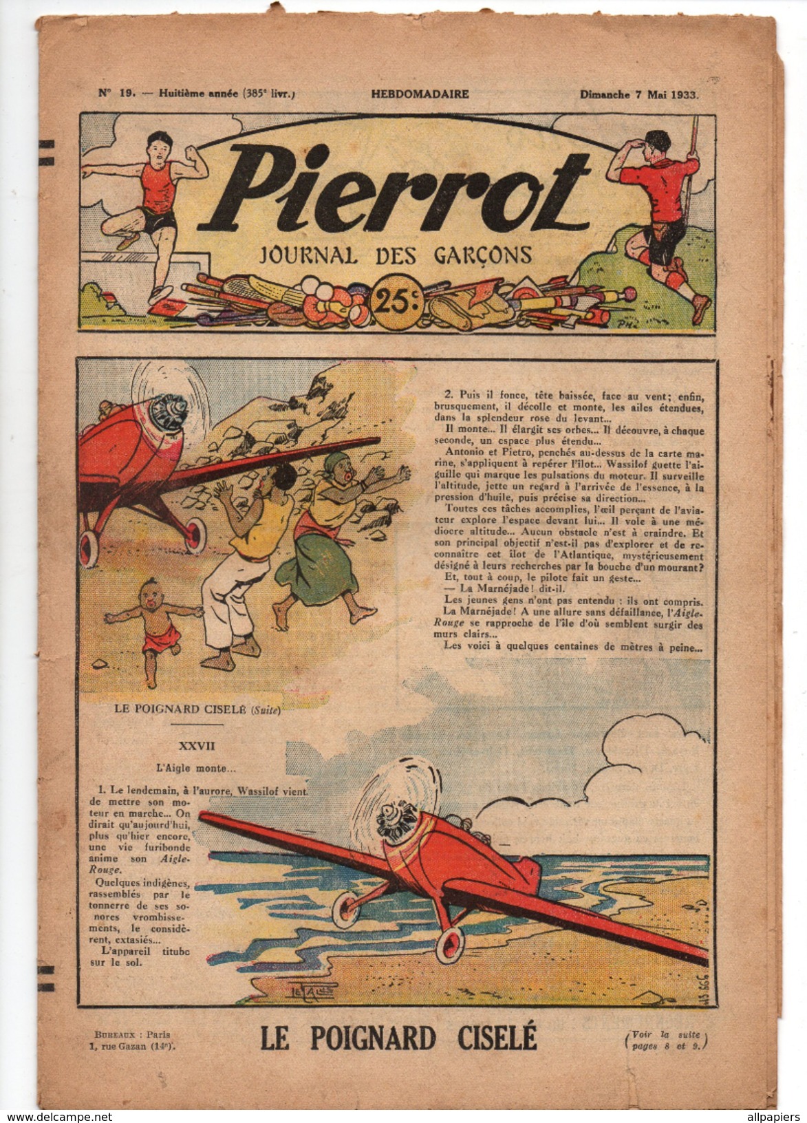 Pierrot Journal Des Garçons N°19 Le Poignard Ciselé - Pierrot Bricoleur Construction D'un Vaisseau De Guerre De 1933 - Pierrot