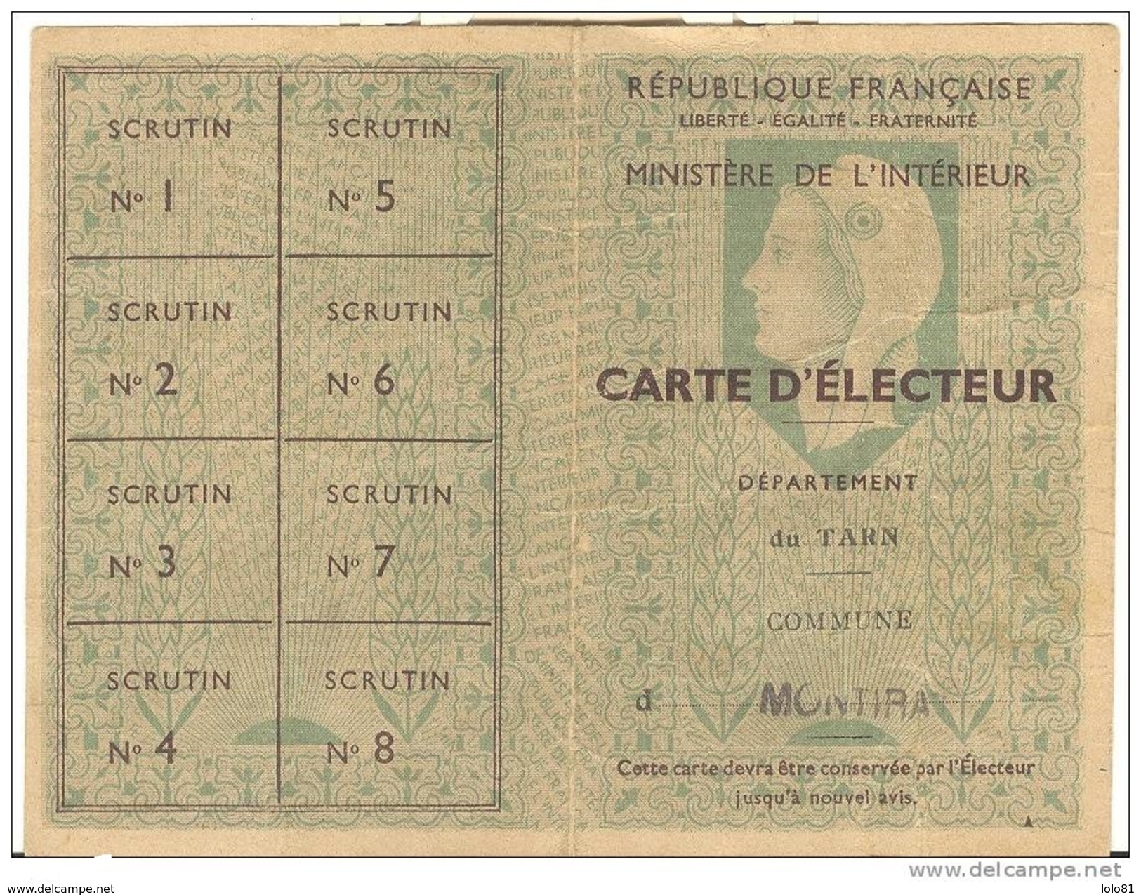 Carte Délecteur Du TARN Montirat 1951 - Autres & Non Classés