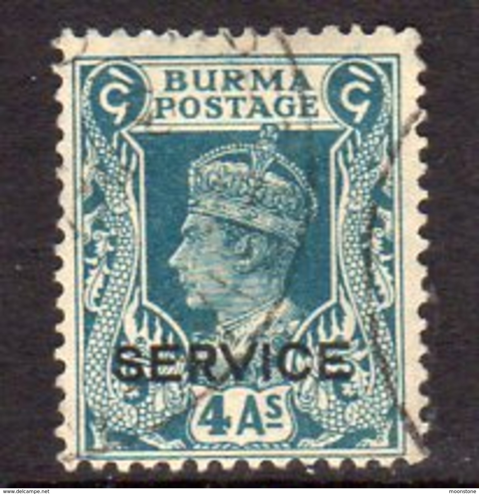 Burma GVI 1939 SERVICE 4a. Value, Used, SG O22 (D) - Birmanie (...-1947)